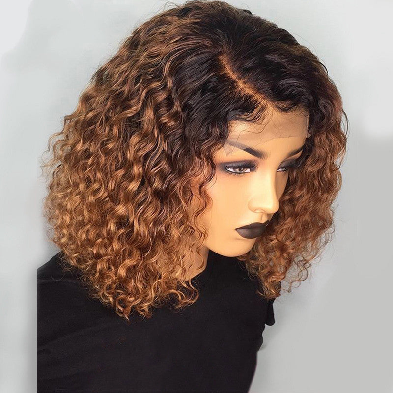 Peluca bob con ondas de agua de cabello humano 100 % natural