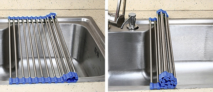 Escurreplatos plegable de acero inoxidable — Soporte para fregadero