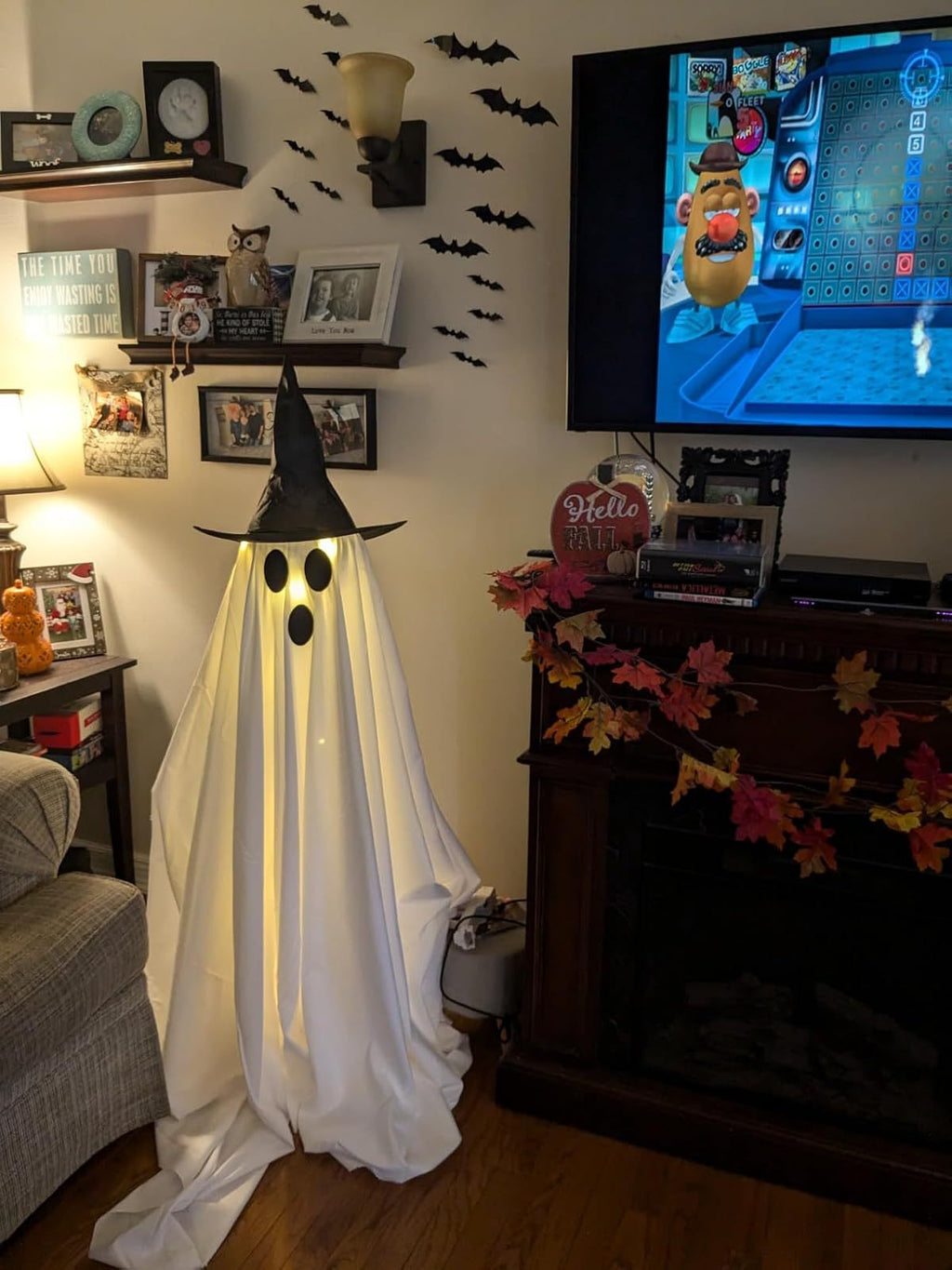 Fantasma Decorativo Exterior – Adorno Inflable y Luminoso para Jardín o Porche