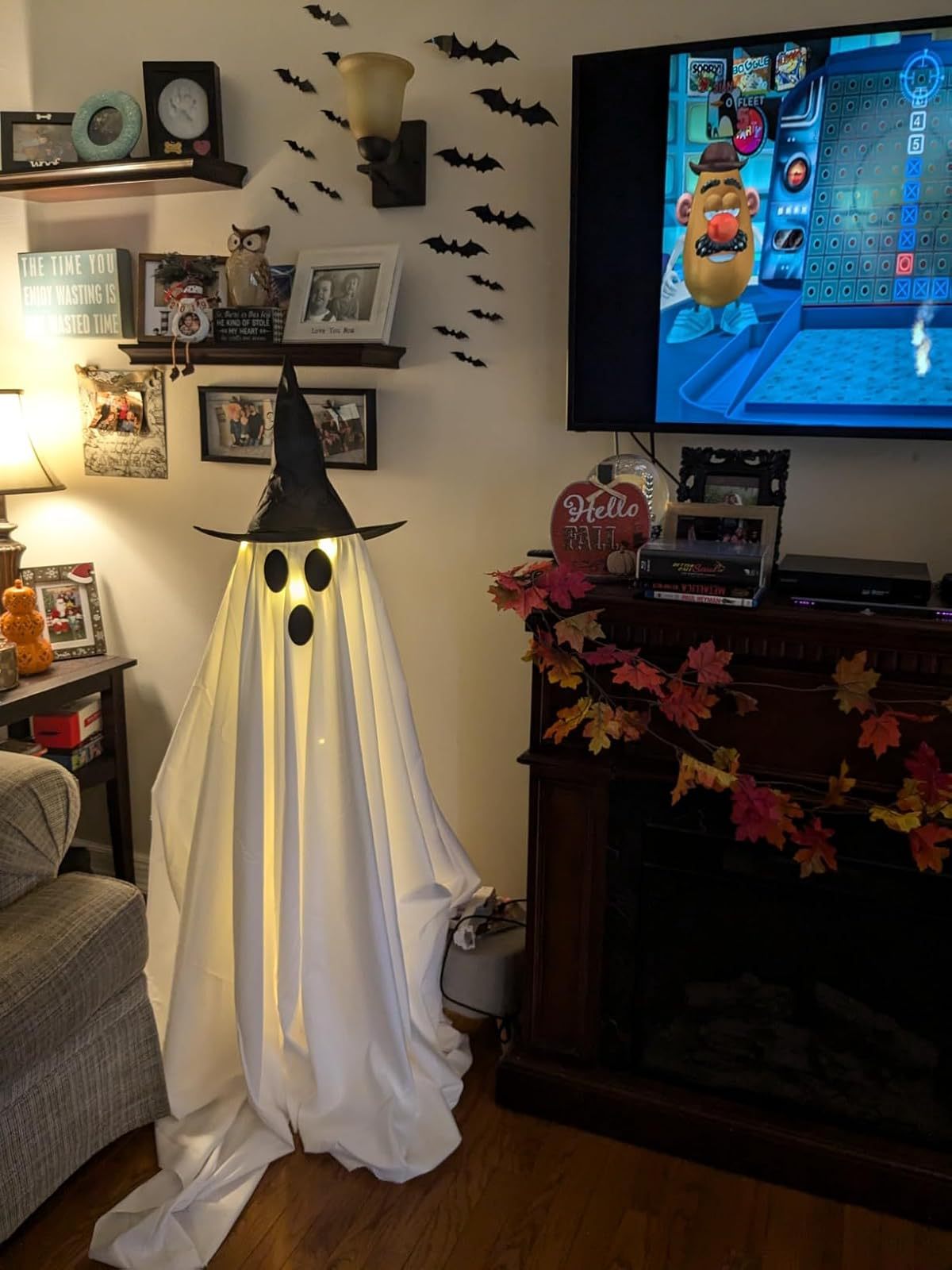 Fantasma Decorativo Exterior – Adorno Inflable y Luminoso para Jardín o Porche