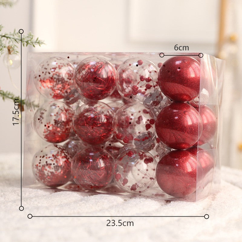Set de bolas navideñas de plástico PC en varios tamaños y combinaciones de colores para decoración de árbol