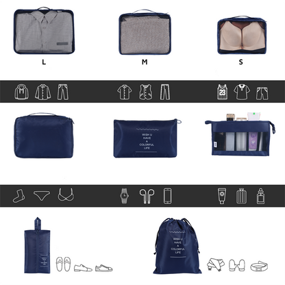 Bolsas organizadoras de poliéster en diseño moderno y colores sólidos para almacenar ropa y objetos del hogar.