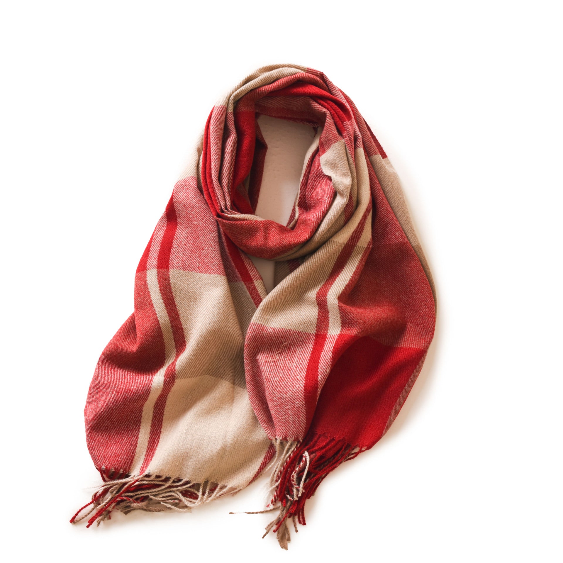 Bufanda de invierno para mujer de imitación cashmere con textura gruesa, diseño largo con flecos y tejido suave para mantener el calor.