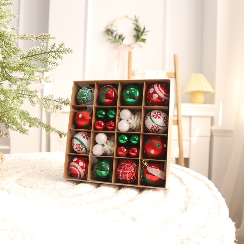 Set de bolas navideñas de plástico PC en varios tamaños y combinaciones de colores para decoración de árbol