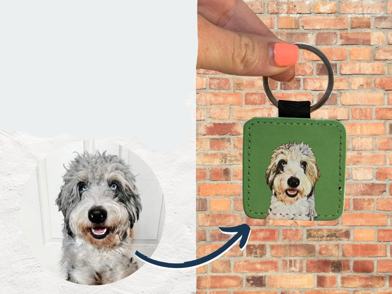 Llavero de Cuero Personalizado con Foto de tu MASCOTAS