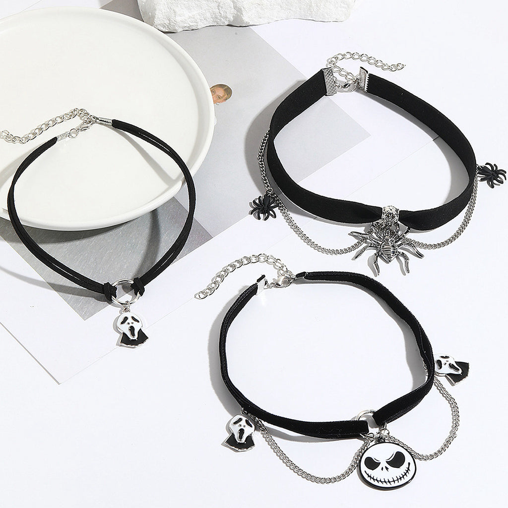 Collar Halloween con Colgante de Murciélago, Calabaza, Fantasma y Araña – Aleación de Zinc Galvanizada