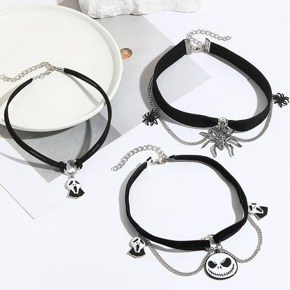 Collar Halloween con Colgante de Murciélago, Calabaza, Fantasma y Araña – Aleación de Zinc Galvanizada