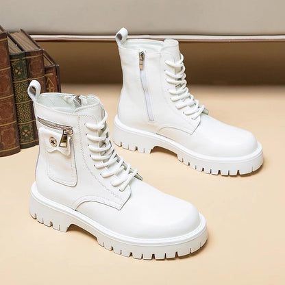 Botas Martin de hombre — Diseño de caña alta en cuero PU con cierre de hebilla