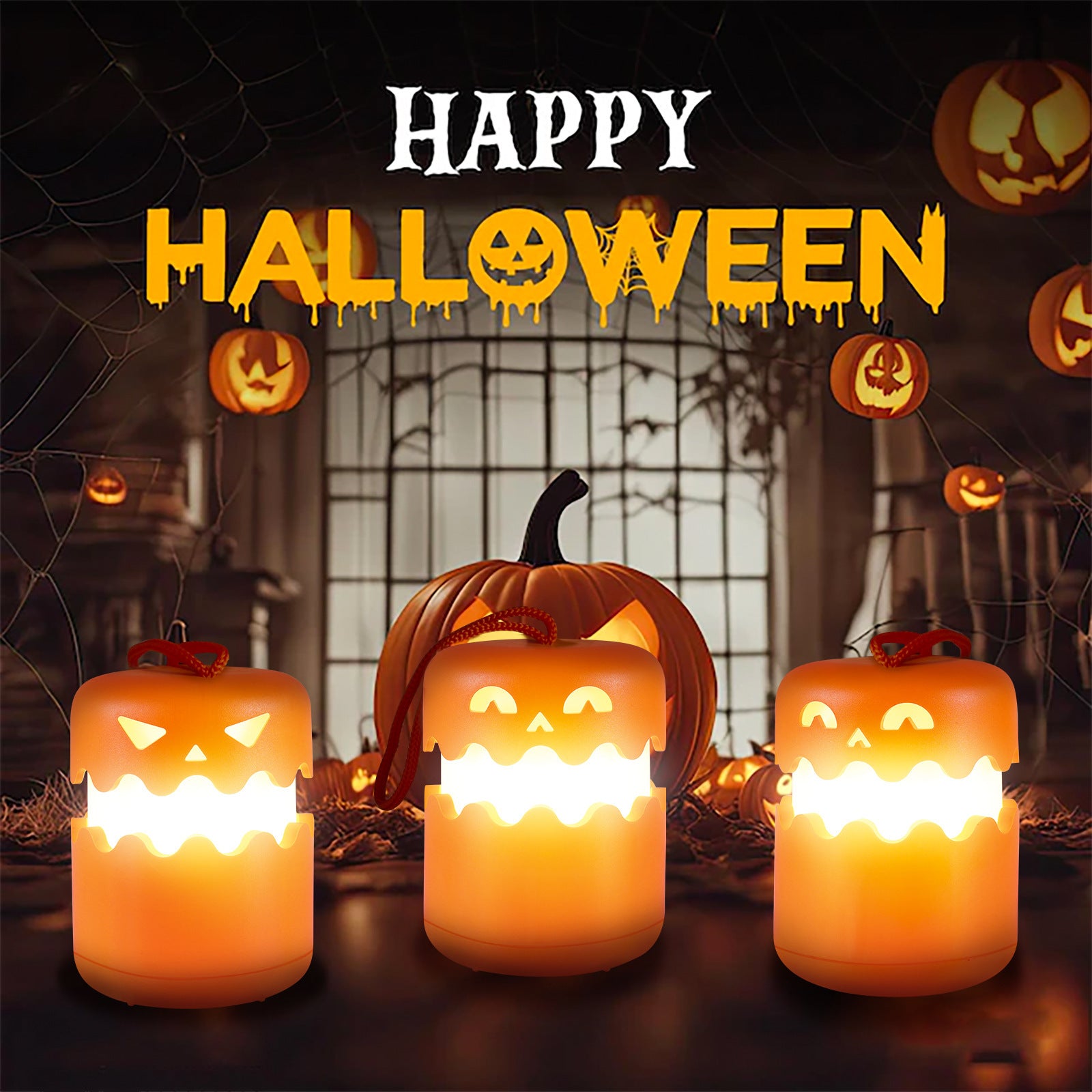 Lámpara Calabaza Plegable – Luz Nocturna Portátil Decorativa de Halloween
