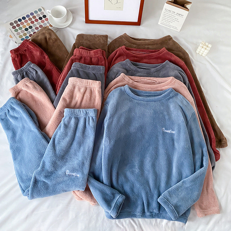 Pijama de mujer coral velvet — Conjunto cálido y suave de dos piezas