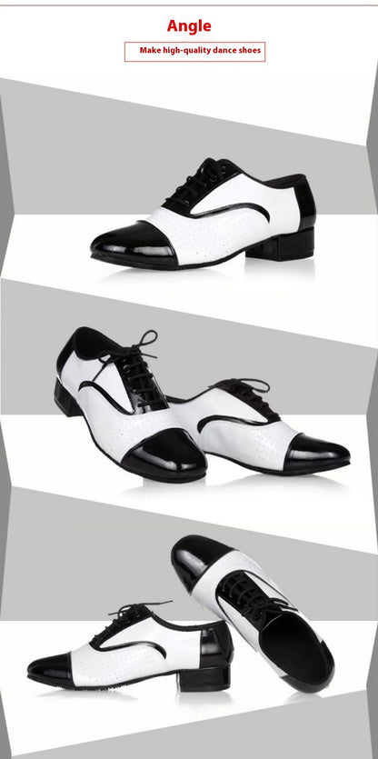 Zapatos de Baile Latino para Hombre en Cuero Blanco y Negro – Entrenamiento y Escenario