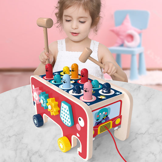 🐘🔨 Banco de Golpes Montessori de Madera – Juguete Educativo Infantil – Tendencia 2026 🌈✨
