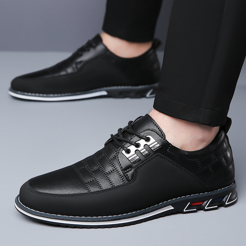 Zapatos de hombre estilo británico — Diseño versátil con cordones y puntera redonda