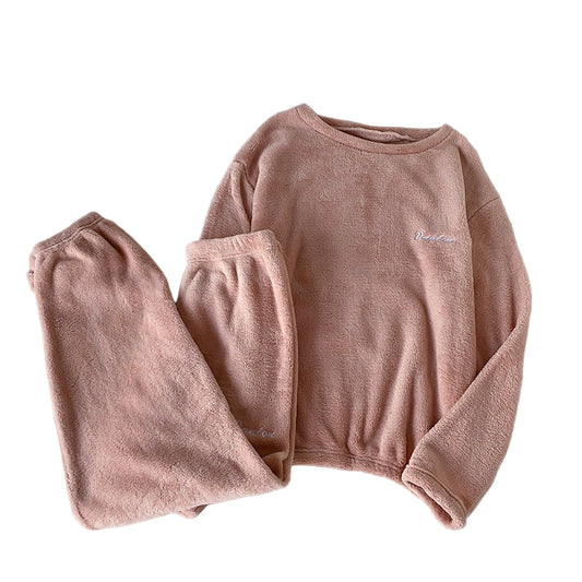 Pijama de mujer coral velvet — Conjunto cálido y suave de dos piezas