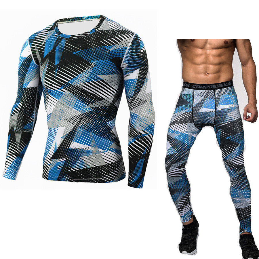 Conjunto deportivo de compresión camuflaje para hombre – ropa térmica de entrenamiento