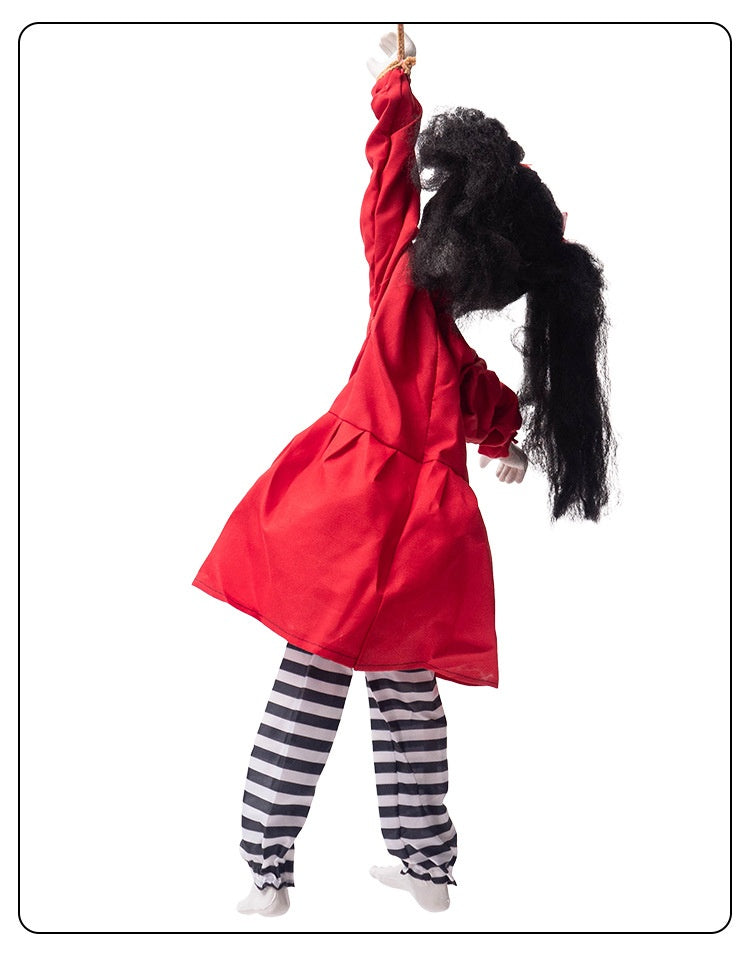 Fantasma Colgante “Niña Roja” – Decoración de Halloween con Brazos Móviles