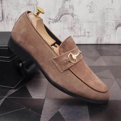 Mocasines slip-on de cuero para hombre — Estilo casual con punta cuadrada y suela plana