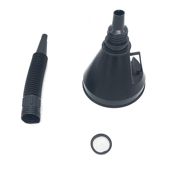 Embudo de combustible con filtro integrado – Plástico técnico resistente para coche y moto