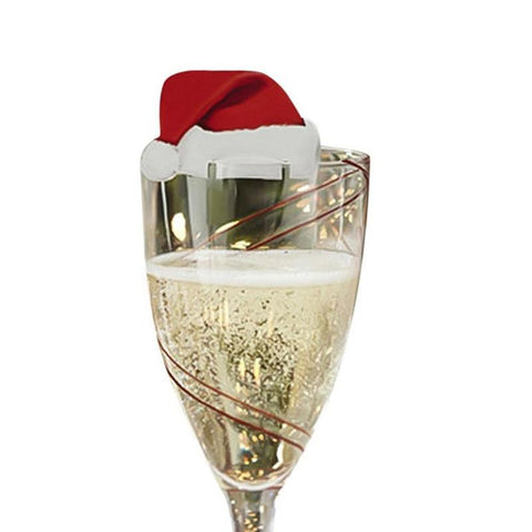 set de 10 mini gorros de Papá Noel rojos para decorar copas de vino o champán en tela no tejida