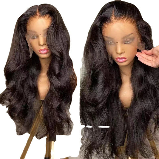 🌹 Peluca Larga Rizada – Estilo Europeo y Americano con Encaje Frontal ✨💇‍♀️