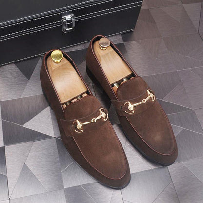 Mocasines slip-on de cuero para hombre — Estilo casual con punta cuadrada y suela plana