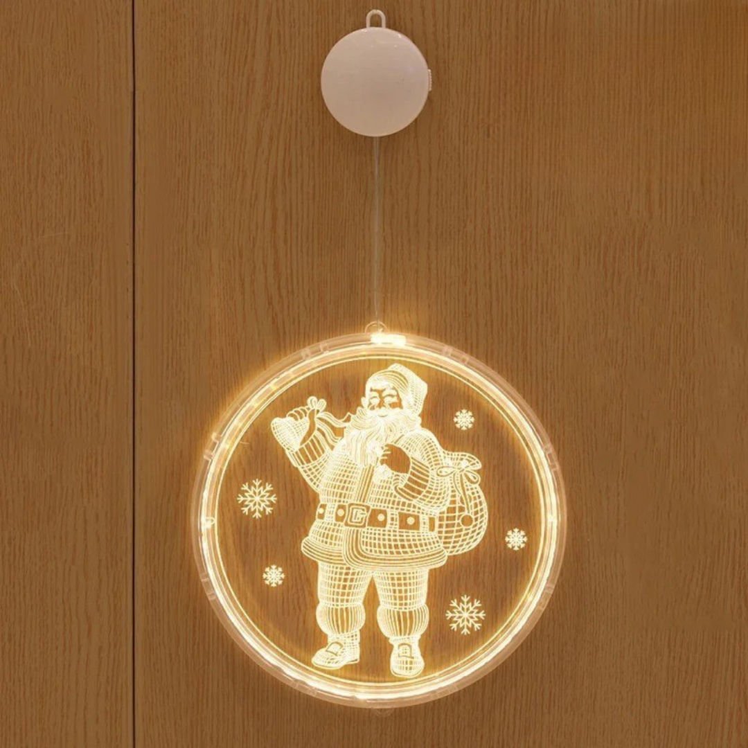 Luz ambiental navideña redonda con iluminación LED cálida y diseño moderno para decoración interior y exterior protegida