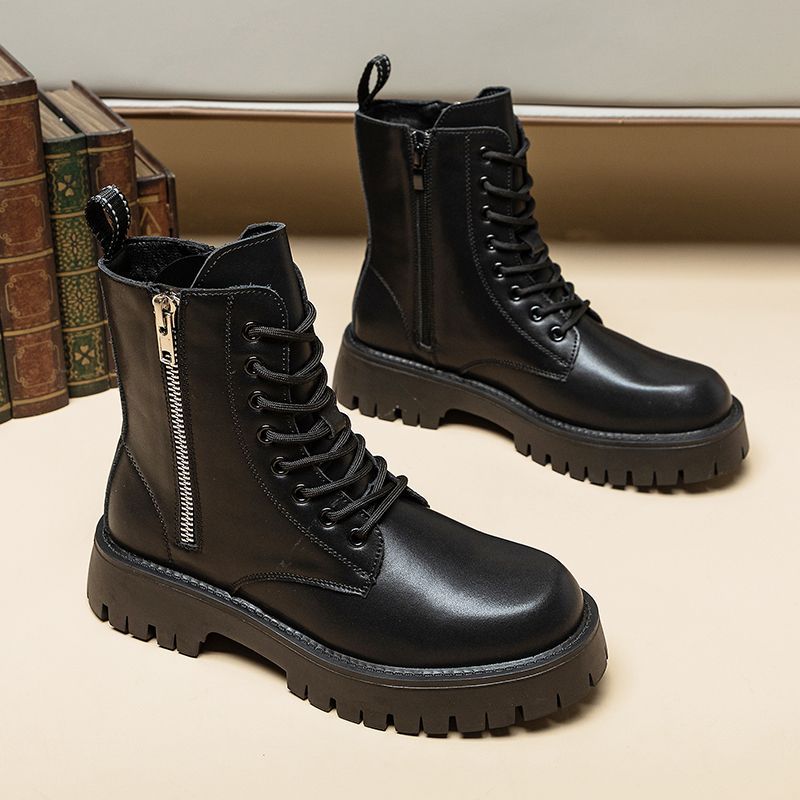 Botas Martin de hombre — Diseño de caña alta en cuero PU con cierre de hebilla