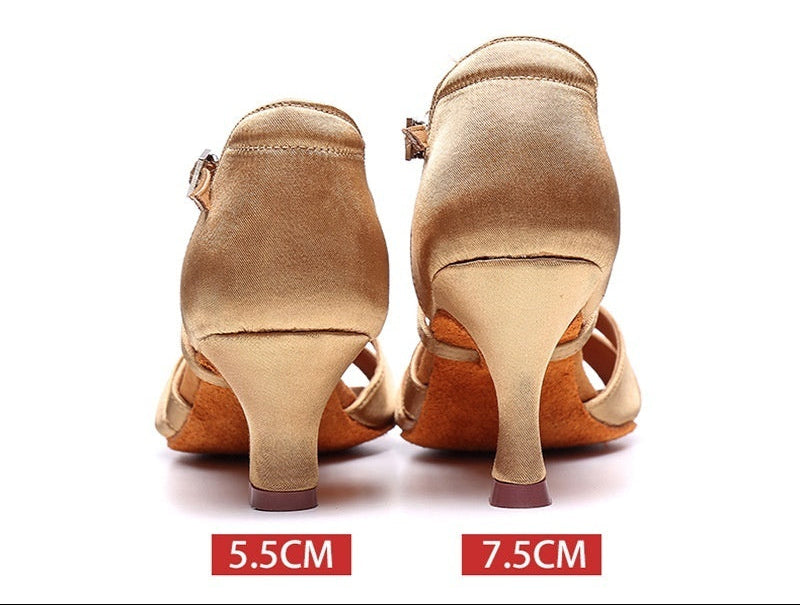 Zapatos de Baile Latino para Mujer con Tacón Alto y Suela de Cuero Suave