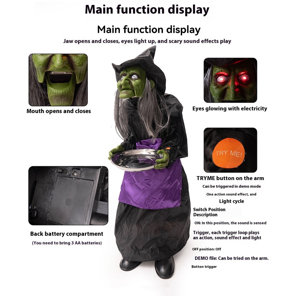 Bruja Eléctrica con Sensor de Sonido – Decoración Animada de Halloween