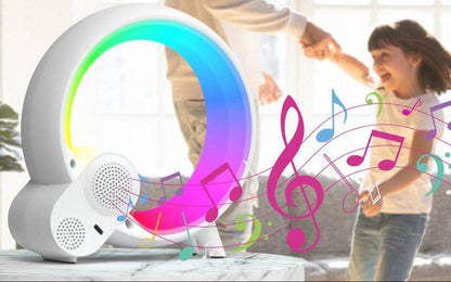 despertador inteligente Q con 90 LEDs RGBCW luz ambiental y sonidos de ruido blanco controlable por app y control remoto