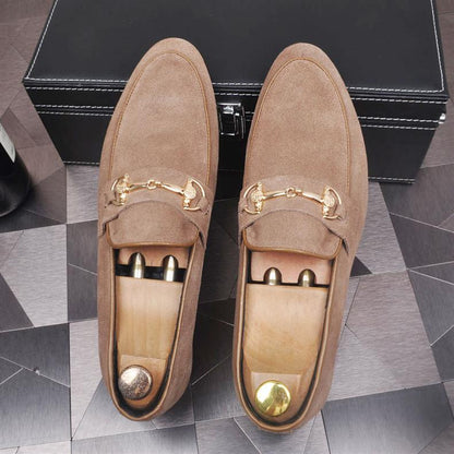 Mocasines slip-on de cuero para hombre — Estilo casual con punta cuadrada y suela plana