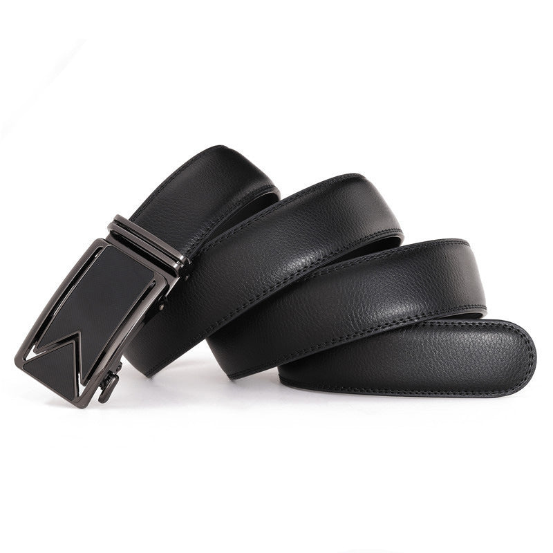 Cinturón de cuero genuino con hebilla automática “M” – estilo elegante para hombre