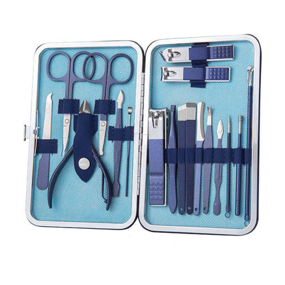 Set Profesional de Manicura y Pedicura en Acero Inoxidable con Estuche de Cuero
