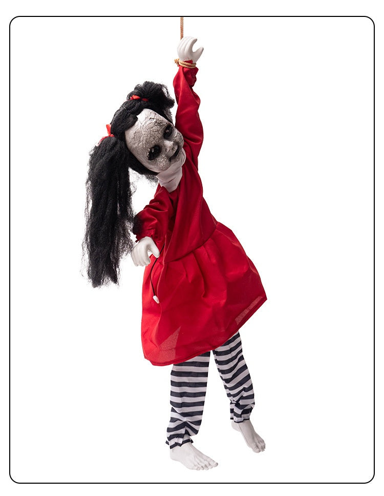 Fantasma Colgante “Niña Roja” – Decoración de Halloween con Brazos Móviles