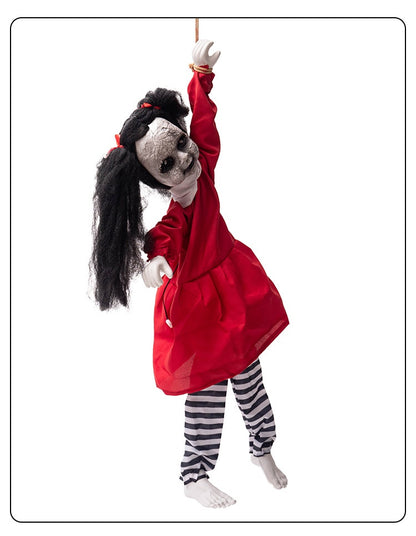 Fantasma Colgante “Niña Roja” – Decoración de Halloween con Brazos Móviles