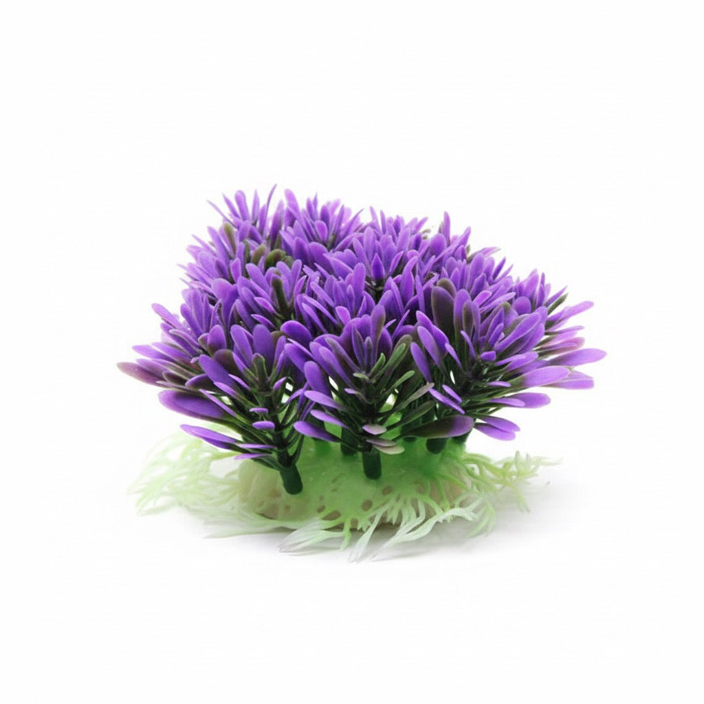 Planta decorativa redonda para acuarios – Césped artificial con base estable