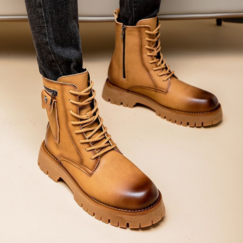 Botas Martin de hombre — Diseño de caña alta en cuero PU con cierre de hebilla