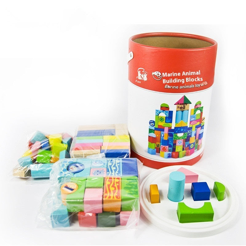 Bloques de Construcción Educativos “Ocean 100” – Juguete Montessori de Madera