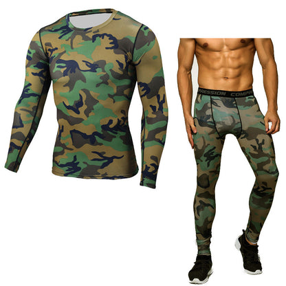 Conjunto deportivo de compresión camuflaje para hombre – ropa térmica de entrenamiento