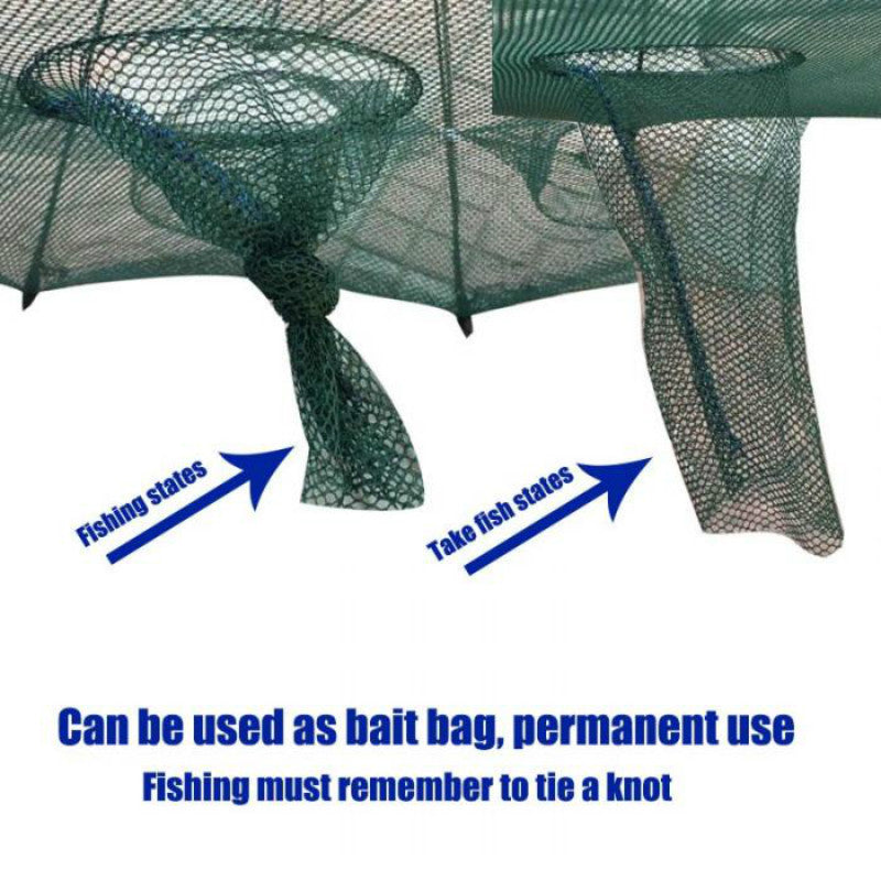 Red trampa automática de pesca plegable – nylon reforzado con cierre superior