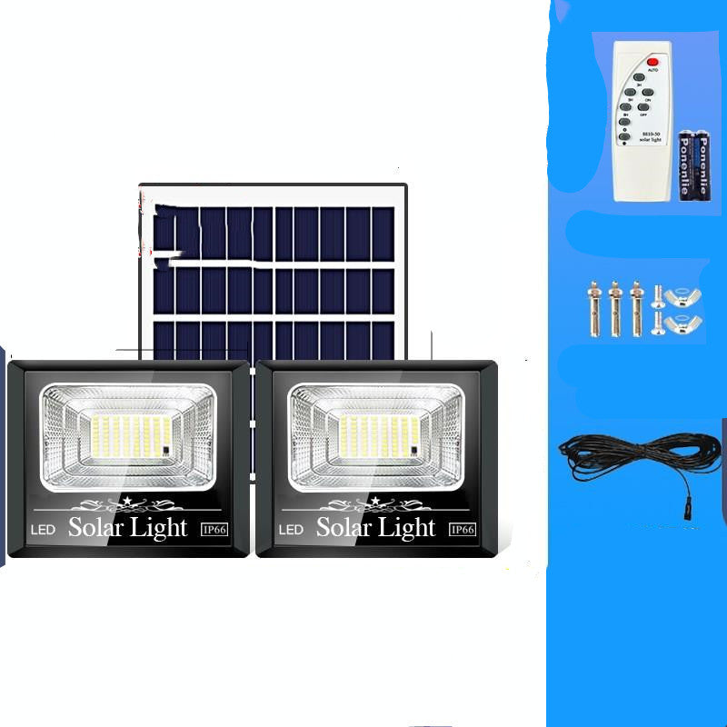 Luz Solar Exterior Industrial IP66 – Foco Impermeable con Control Remoto y Panel Solar