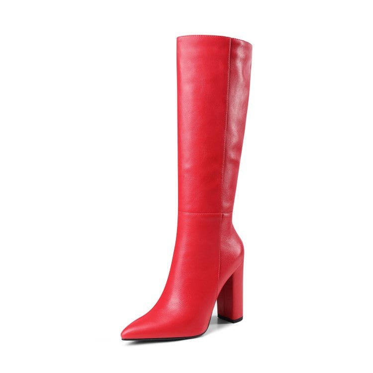 Botas de Tacón Grueso con Punta para Mujer – Otoño e Invierno