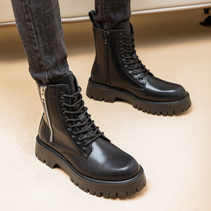 Botas Martin de hombre — Diseño de caña alta en cuero PU con cierre de hebilla