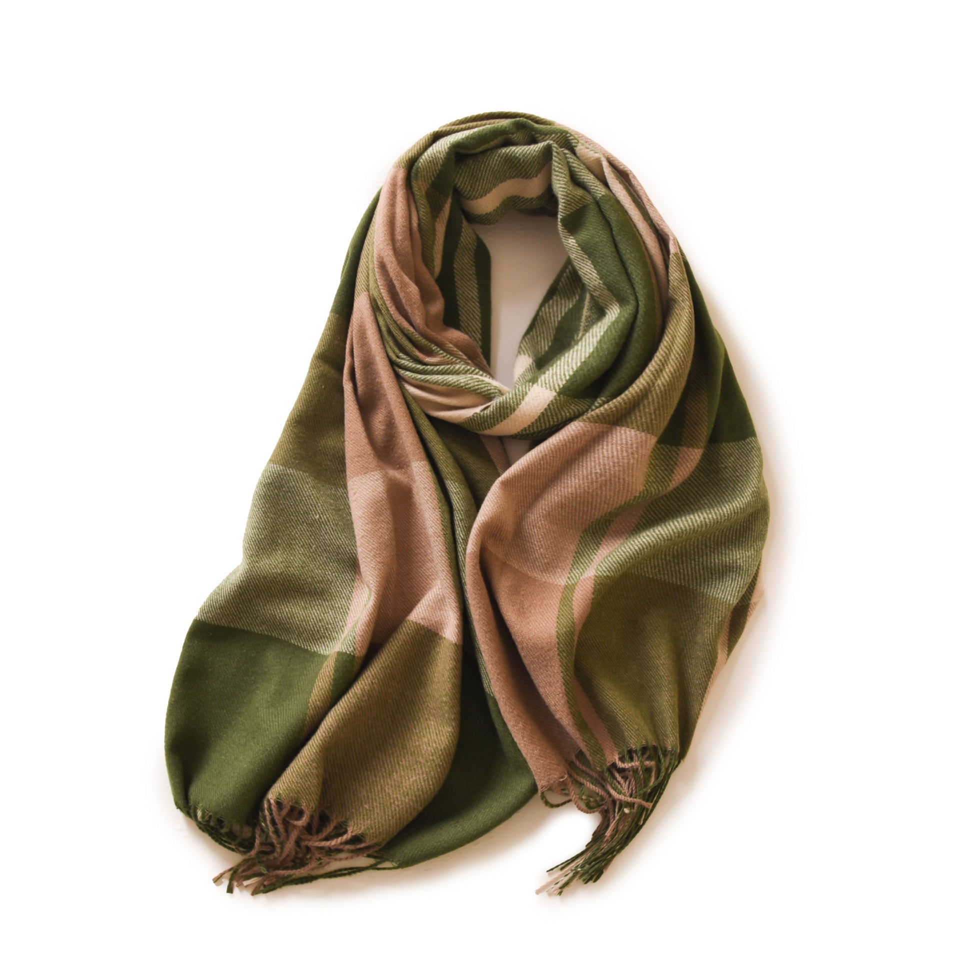 Bufanda de invierno para mujer de imitación cashmere con textura gruesa, diseño largo con flecos y tejido suave para mantener el calor.