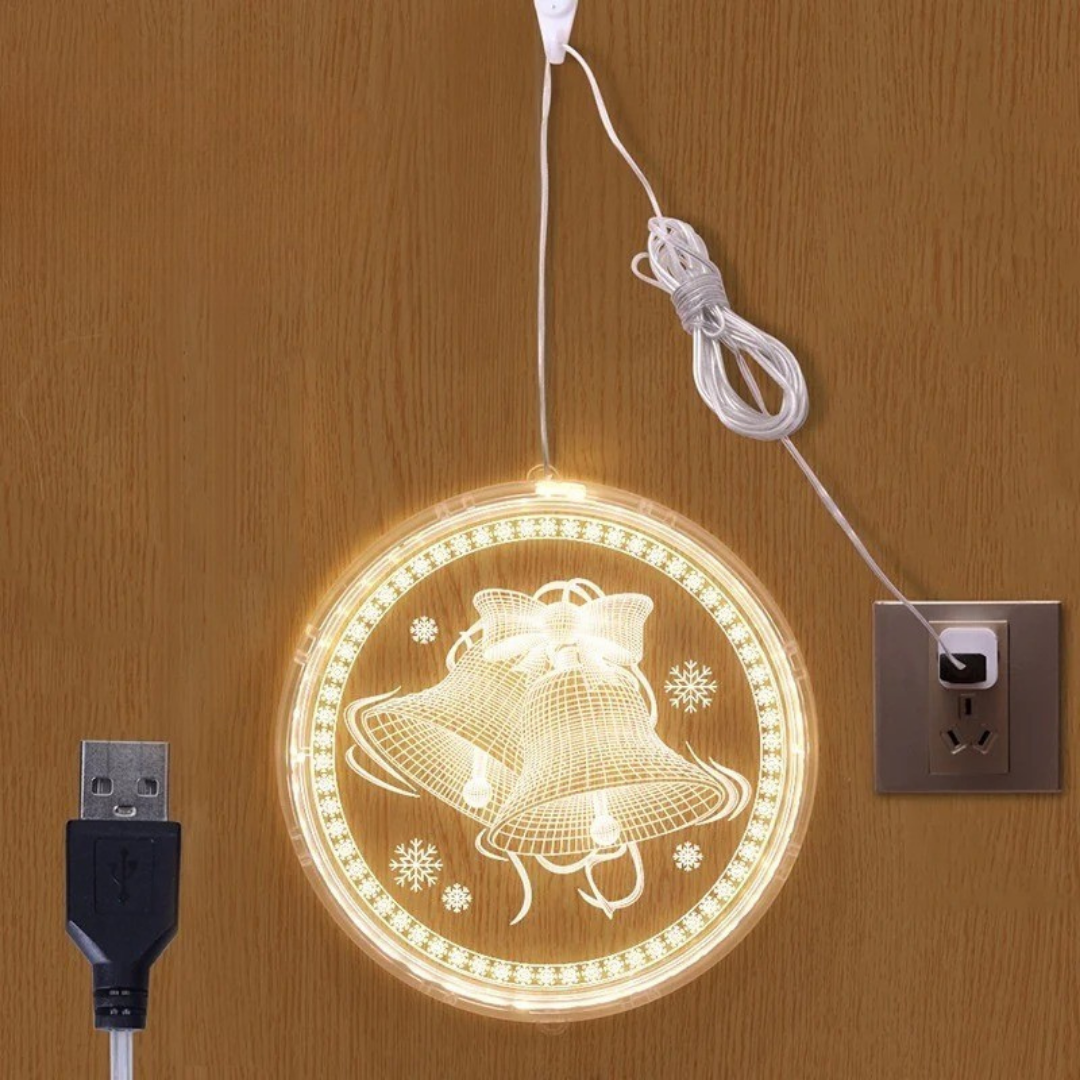 Luz ambiental navideña redonda con iluminación LED cálida y diseño moderno para decoración interior y exterior protegida