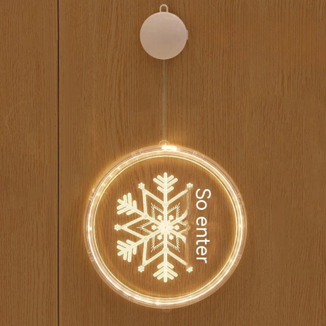 Luz ambiental navideña redonda con iluminación LED cálida y diseño moderno para decoración interior y exterior protegida