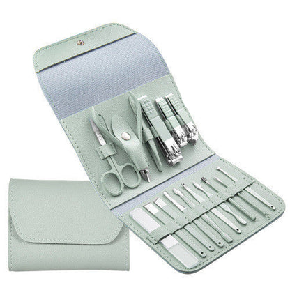 Set Profesional de Manicura y Pedicura en Acero Inoxidable con Estuche de Cuero