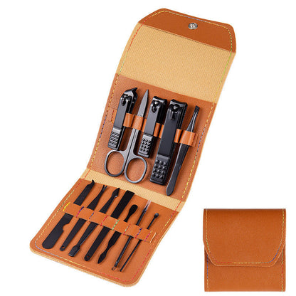 Set Profesional de Manicura y Pedicura en Acero Inoxidable con Estuche de Cuero