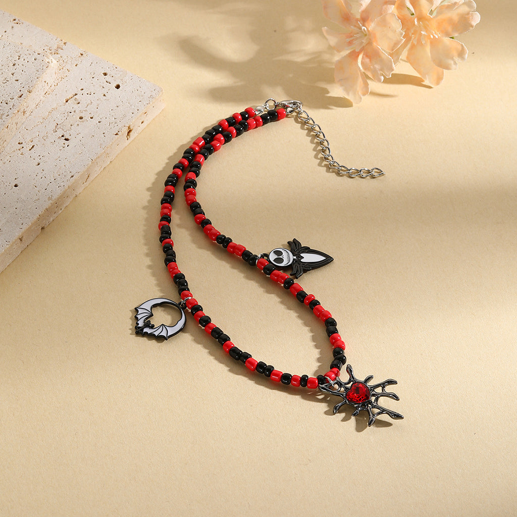 Collar Halloween con Colgante de Murciélago, Calabaza, Fantasma y Araña – Aleación de Zinc Galvanizada