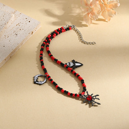 Collar Halloween con Colgante de Murciélago, Calabaza, Fantasma y Araña – Aleación de Zinc Galvanizada